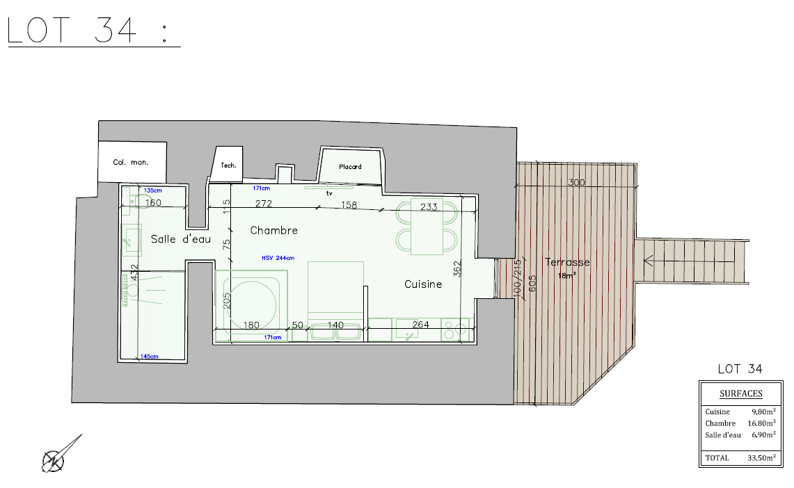 Appartement brut avec terrasse privative